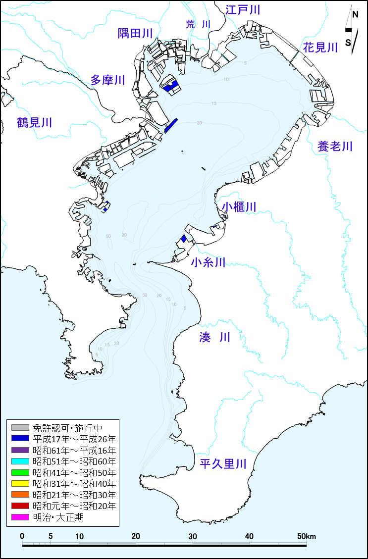平成17年〜平成26年の埋立地分布図