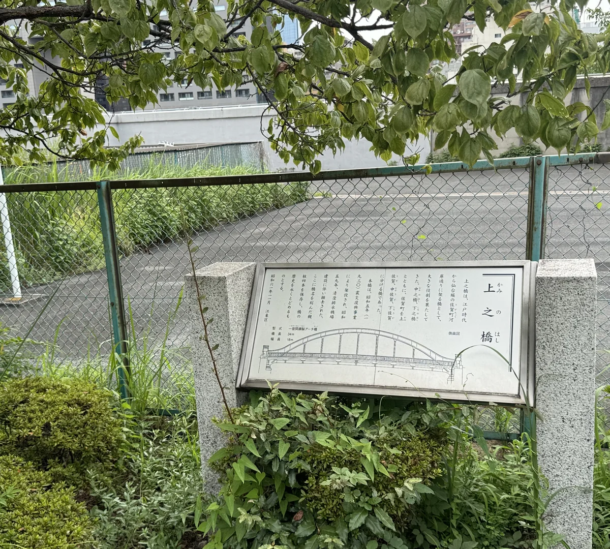 江東区の説明板「上之橋」の看板全面。